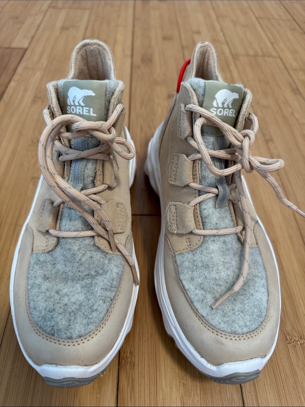 Sorel Womens Tan & Light Gray Lace-Up Sneakers